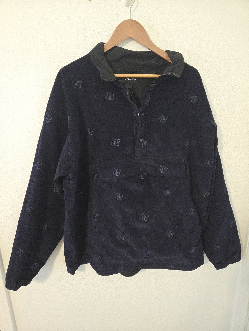 Bronze 56K Embroidered Logo Sweatshirt Navy Blue Cotton Mens Large